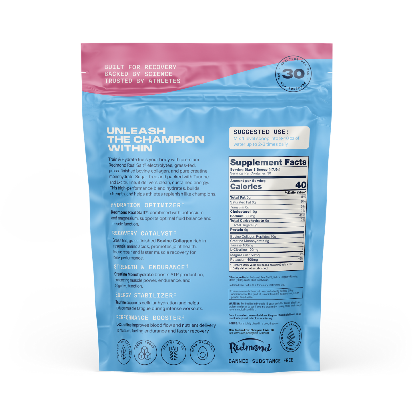Train&Hydrate - Red Raspberry (30 Servings)